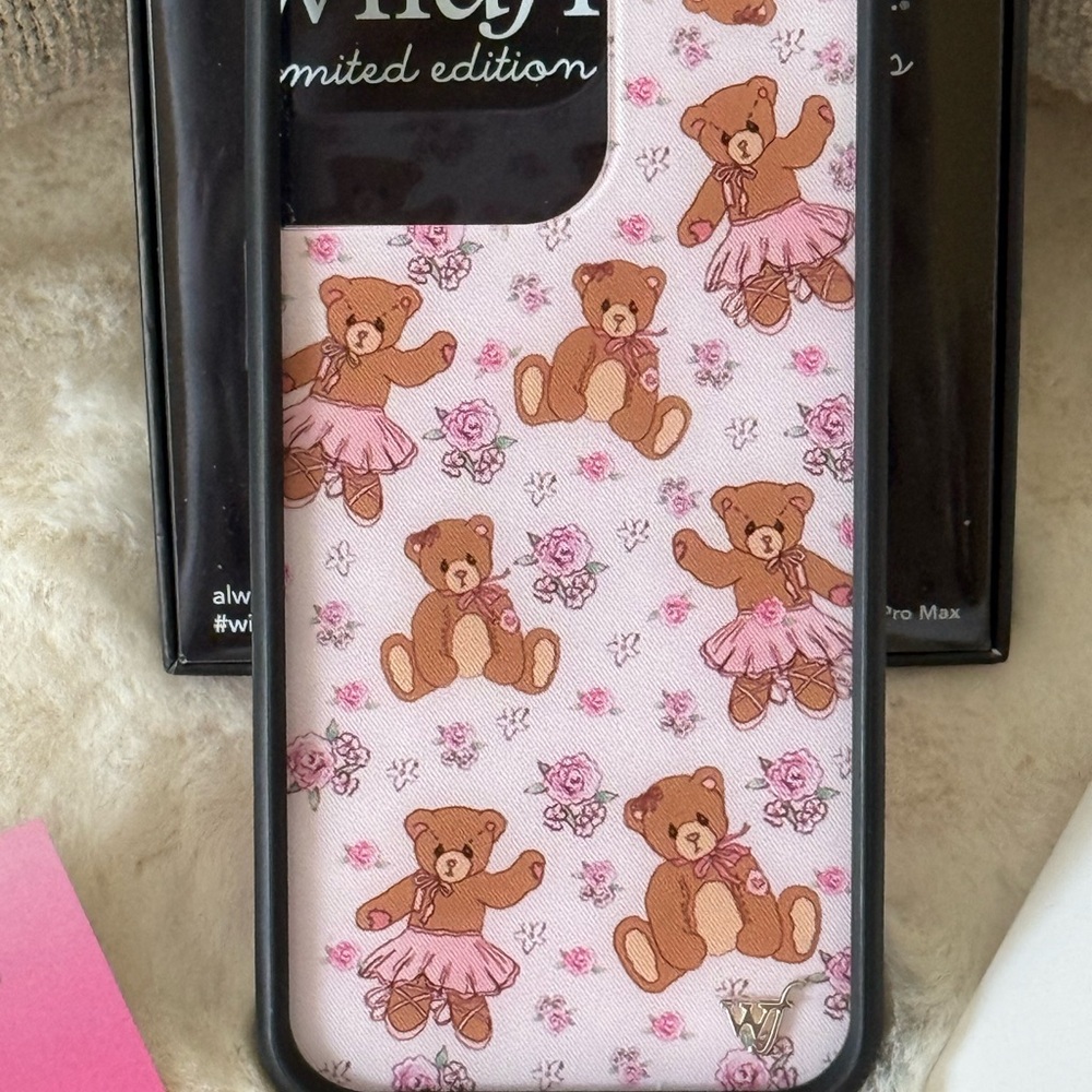 🌷Wildflower Pink Bear-y Ballet iPhone 14 Pro Max Pink Phone Case - Picture 3 of 9